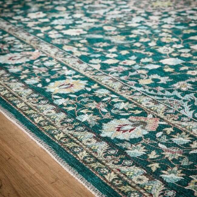 Eco-Washable Green Rug Medallion Design - PN Home