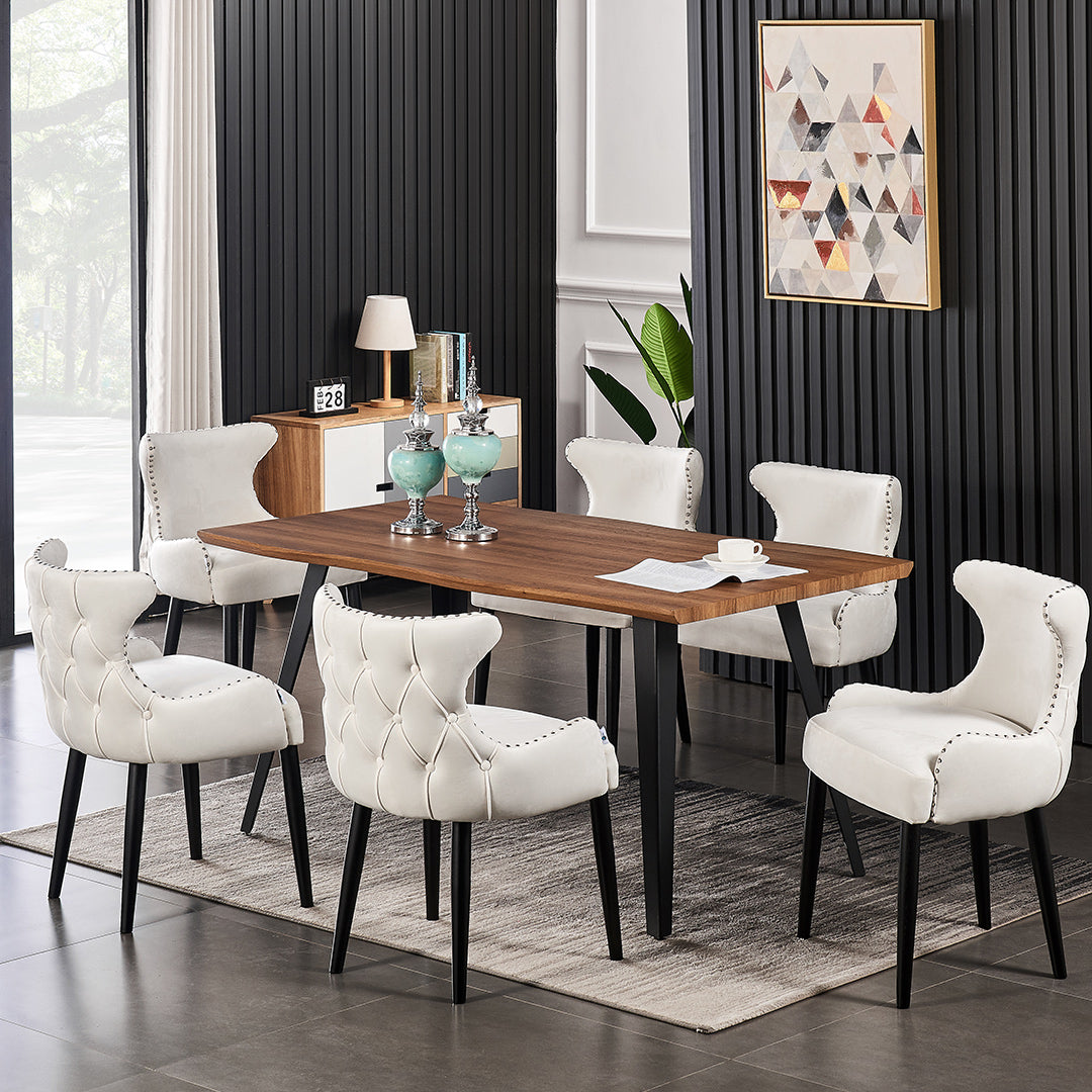Oxford Rocco LUX 7PCs Dining Set includes an Oak Dining Table and Set of 6 Dining Chairs