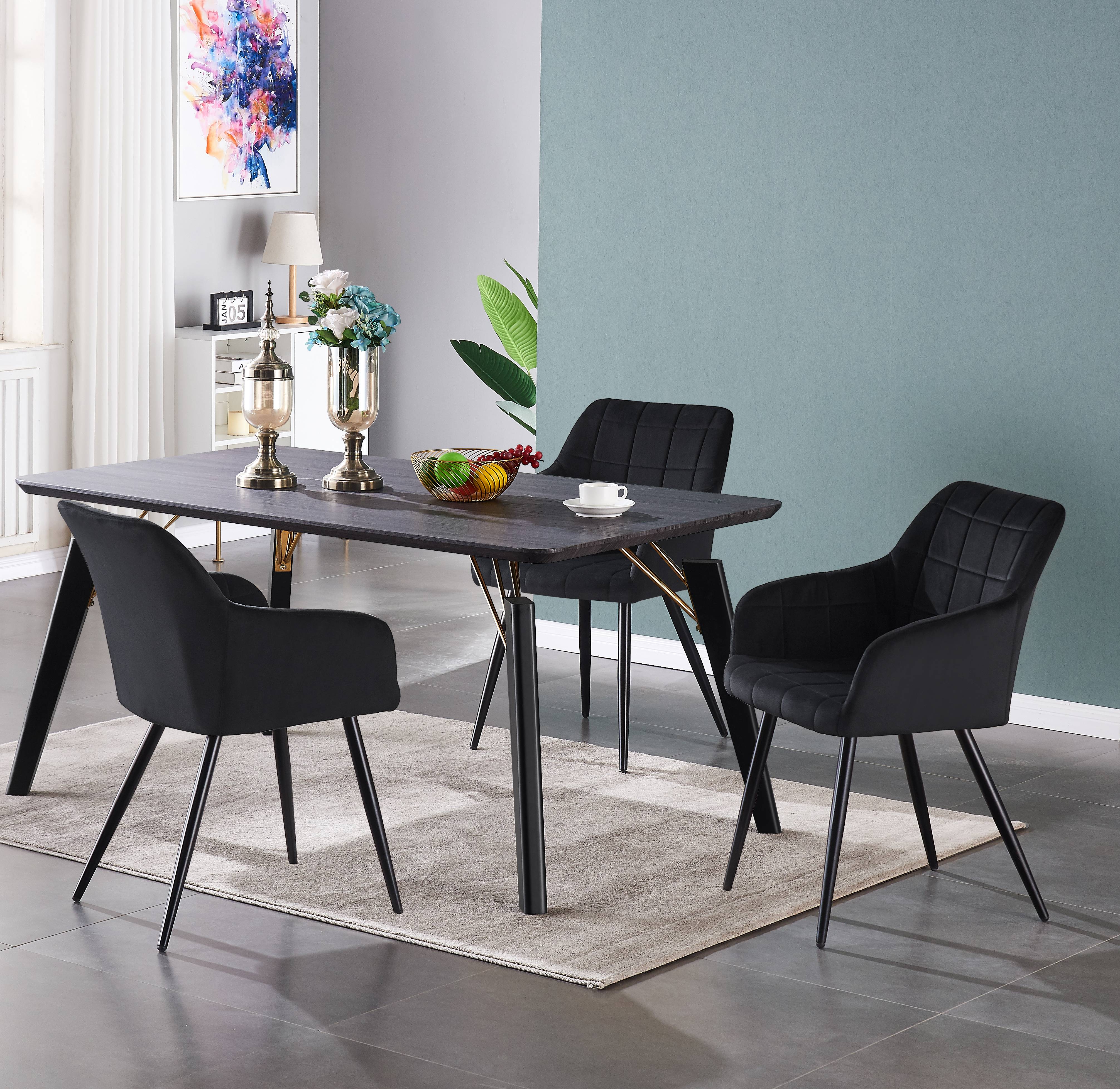 Camden Cosmo LUX Dining Set, a Table and Chairs Set of 4, Black/Dark Grey