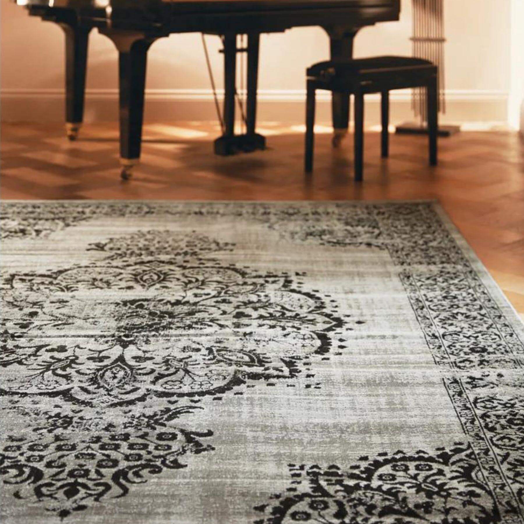 Saville Grey/Black Vintage Rug - PN Home