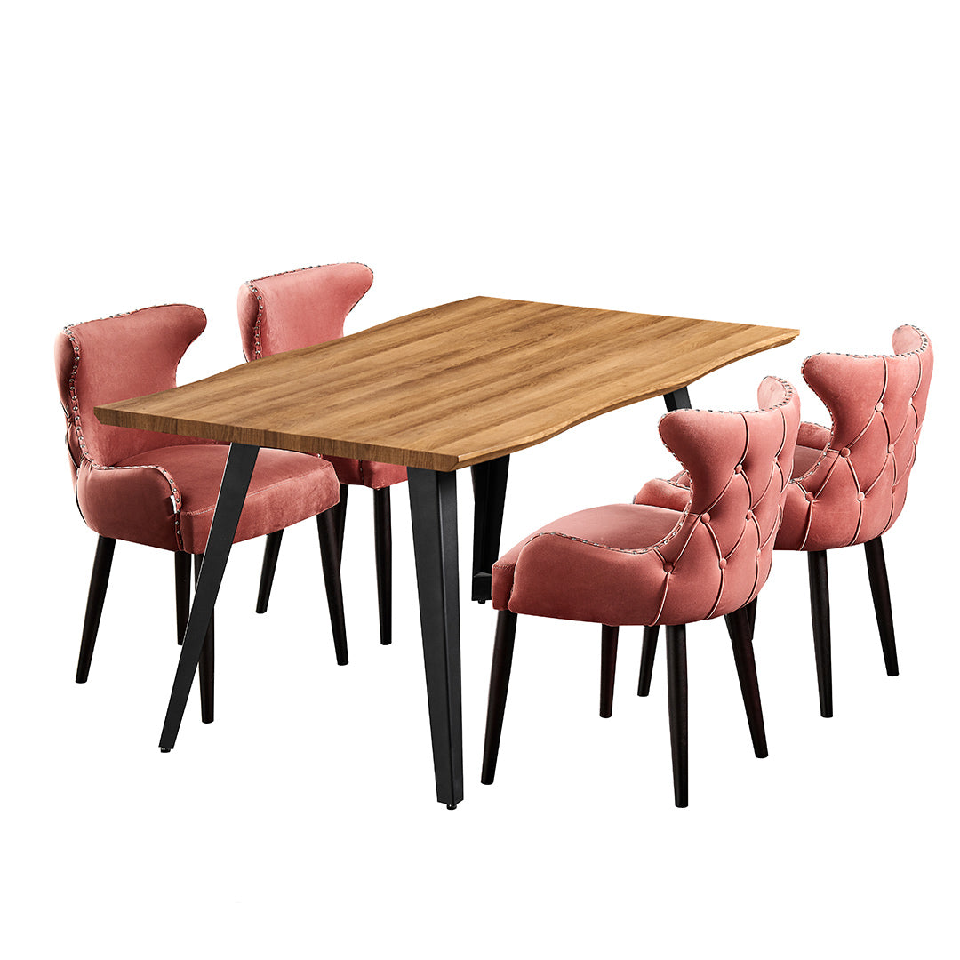 Oxford Rocco LUX 5PCs Dining Set includes an Oak Dining Table and Set of 4 Dining Chairs