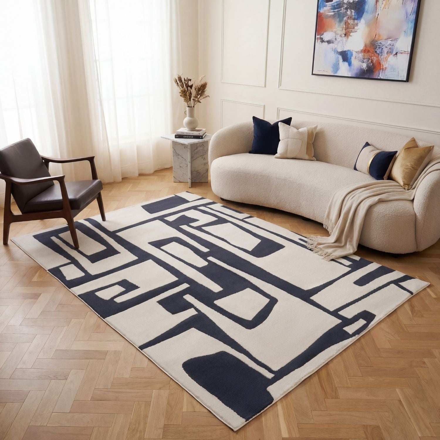 Loft Abstract Blue Rug - PN Home
