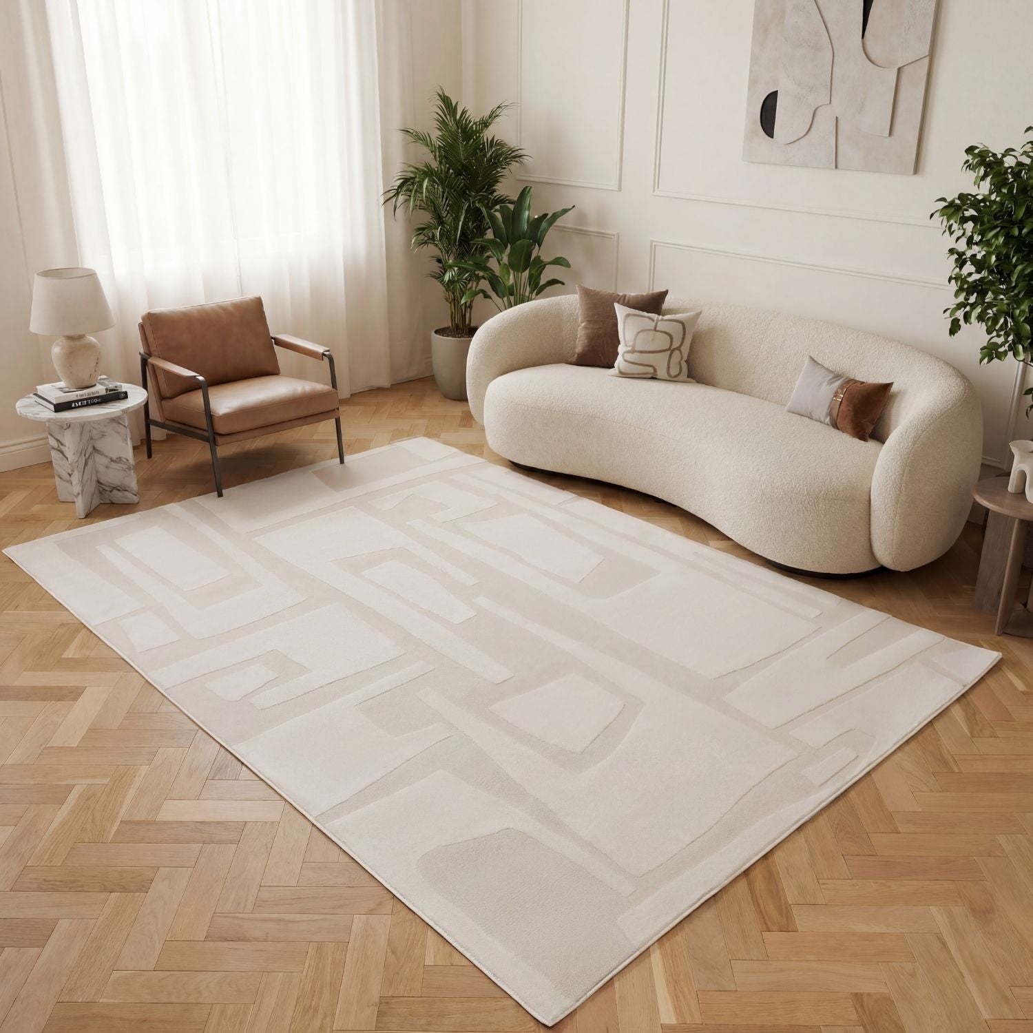 Loft Abstract Cream Rug - PN Home