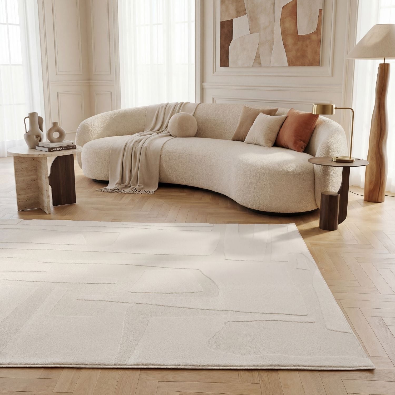 Loft Abstract Cream Rug - PN Home
