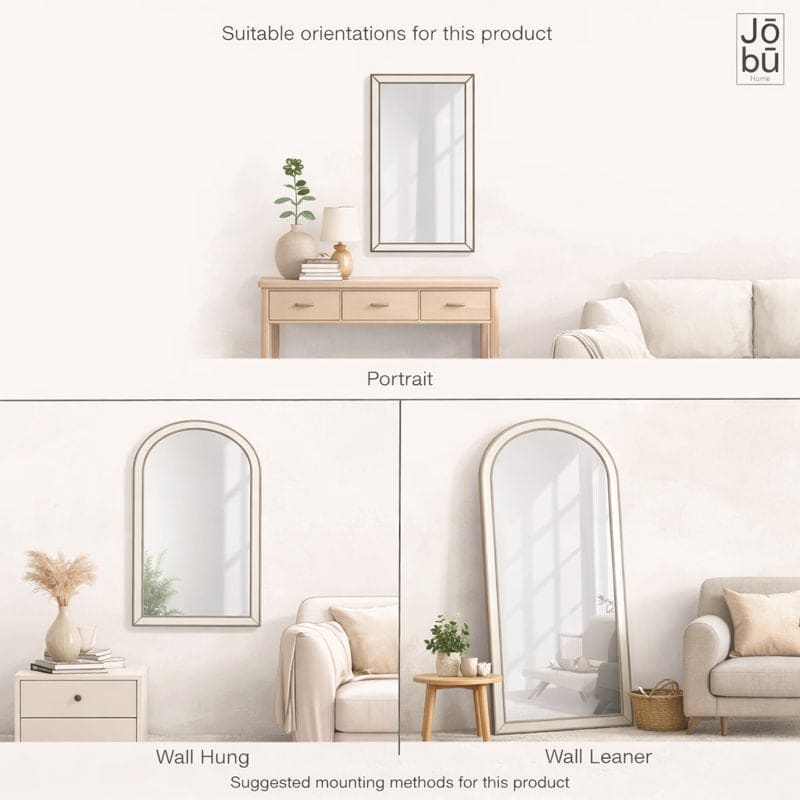 Akiko - Black Metal Arched Mirror - 70cm x 50cm - PN Home