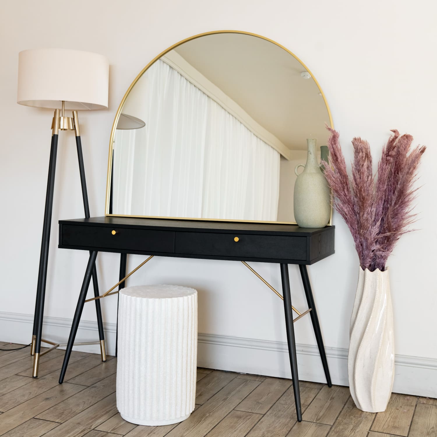 Akiko - Gold Metal Arched Mirror - 95cm x 120cm