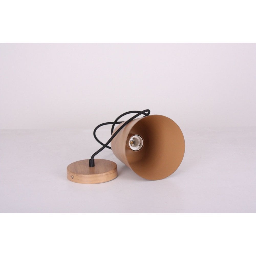 Albero Hanging Metal Pendant with Wood Effect Finish