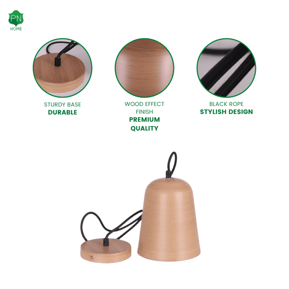 Albero Hanging Metal Pendant with Wood Effect Finish