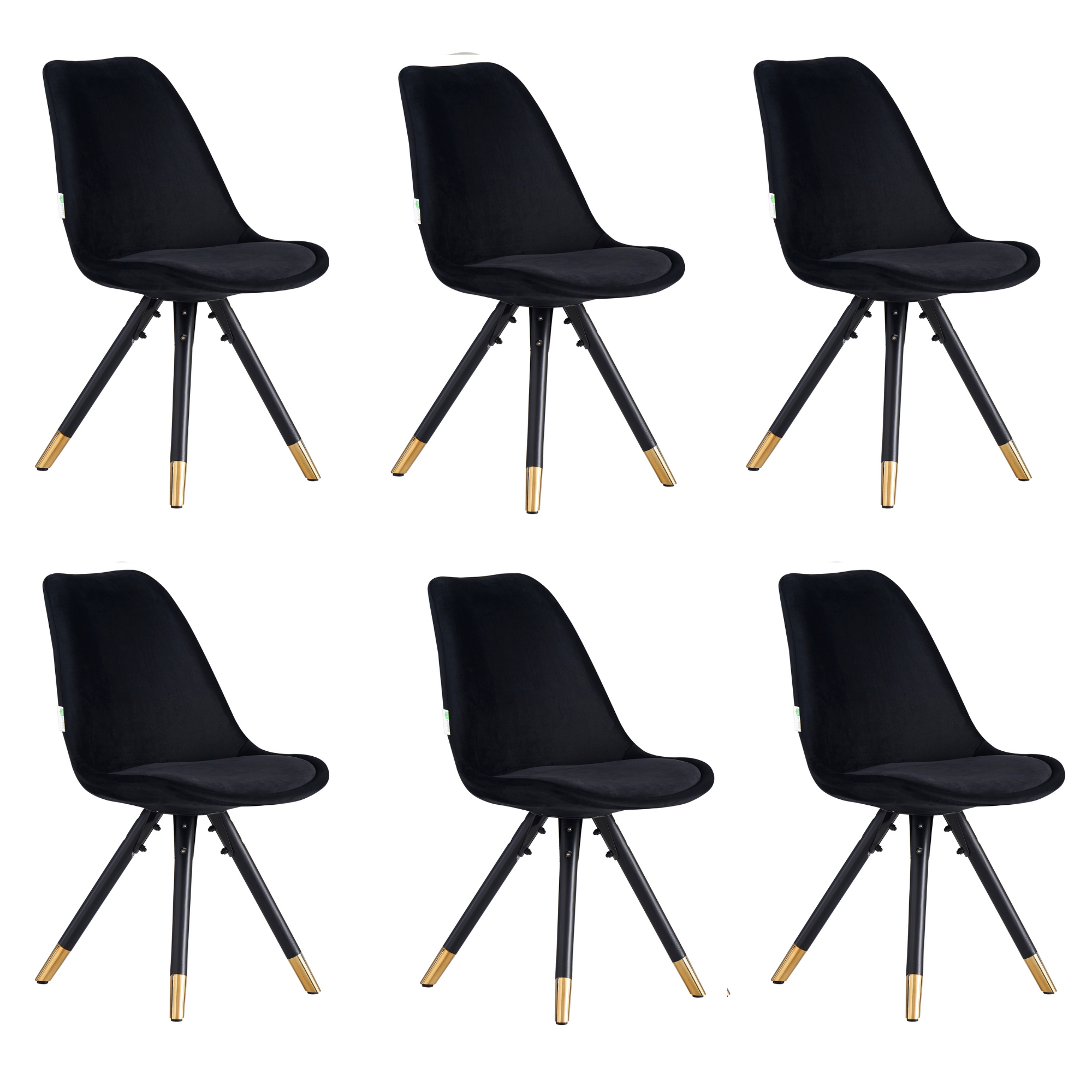 Sofia Cosmo Black LUX Dining Set with 6 Velvet Chairs