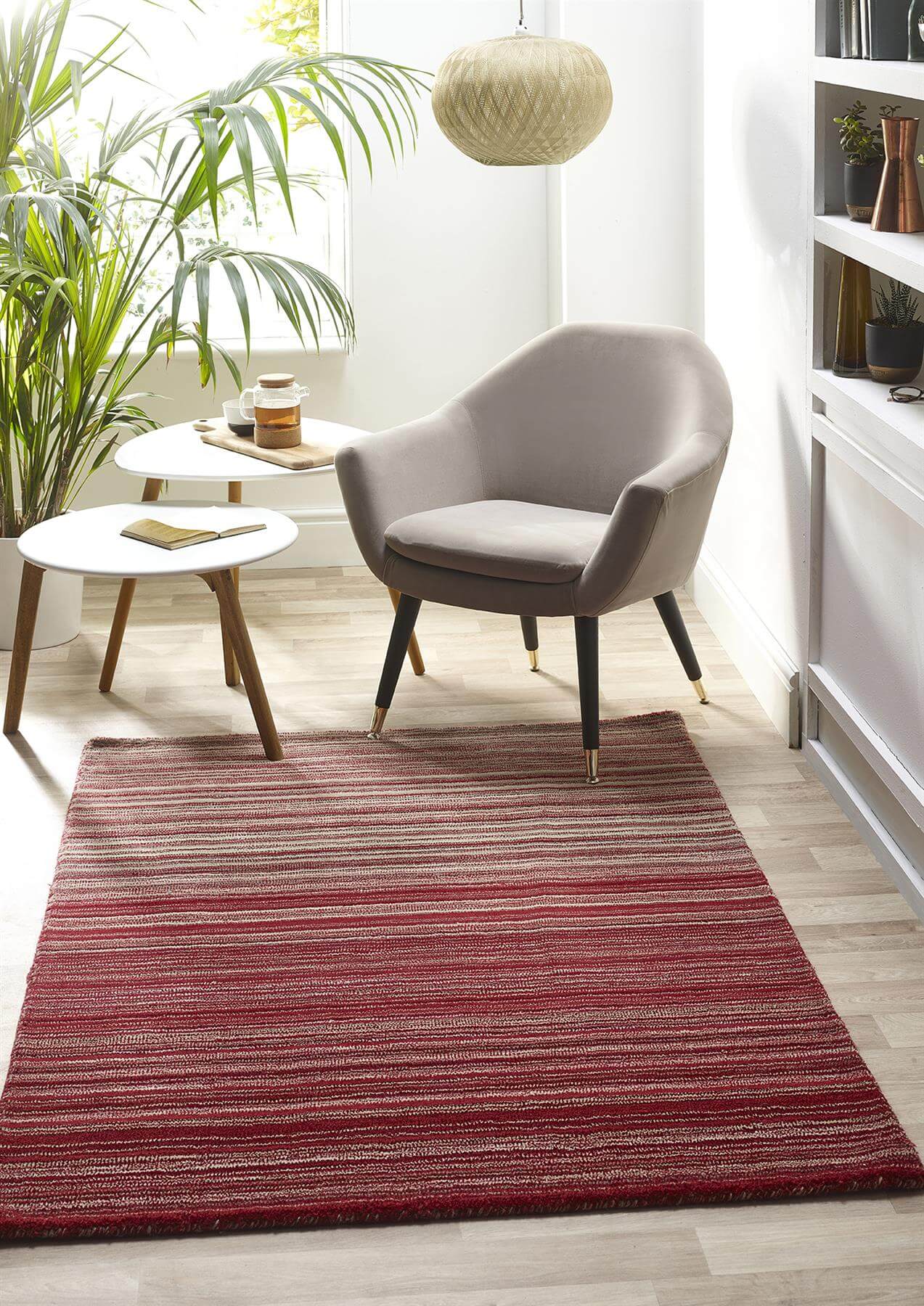 Fine Stripes Red Wool Rug - PN Home
