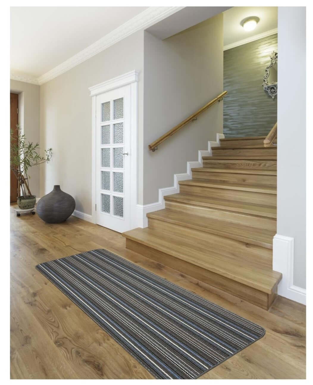 Stockholm Lead/Light Blue Washable Mat - PN Home