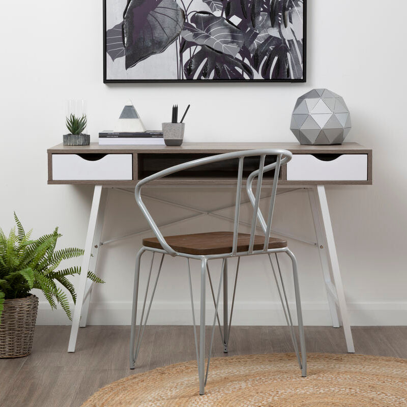 Bradbury Two Drawer Light Oak Veneer Desk - PN Home