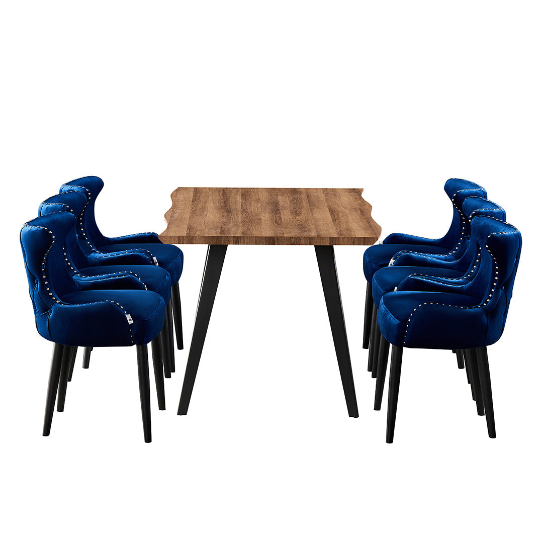 Oxford Rocco LUX 7PCs Dining Set includes an Oak Dining Table and Set of 6 Dining Chairs