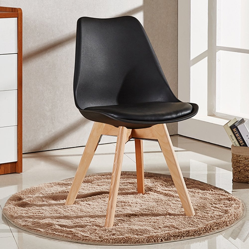 5PCs Dining Set - a Black Halo Dining Table & Set of 4 Lorenzo Tulip chairs with Padded Seat