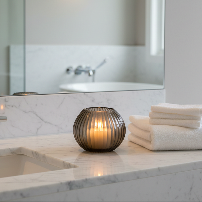 QUARTZ Candleholder- H12 D15 cm - INDIGO SMOKE - PN Home