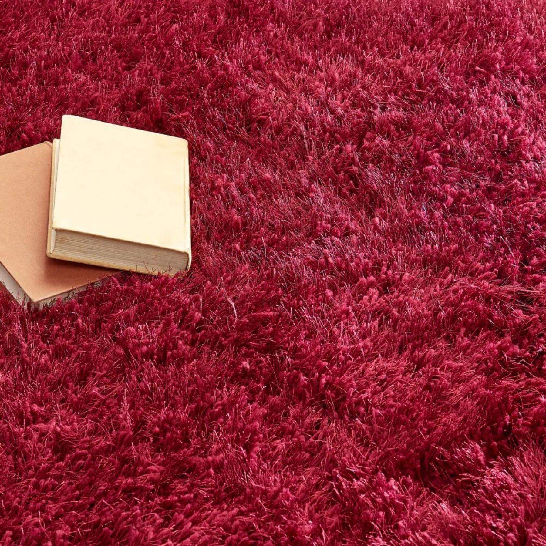 Extravagance Wine Red Shaggy Rug - PN Home