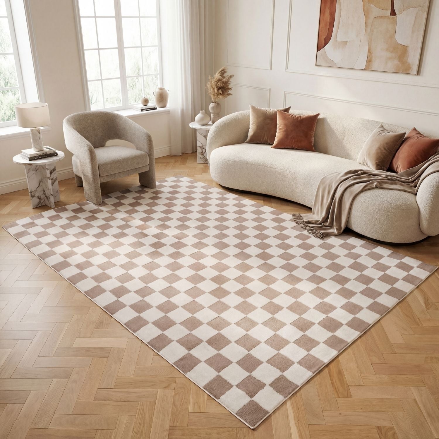 Loft Checkerboard Beige Rug - PN Home