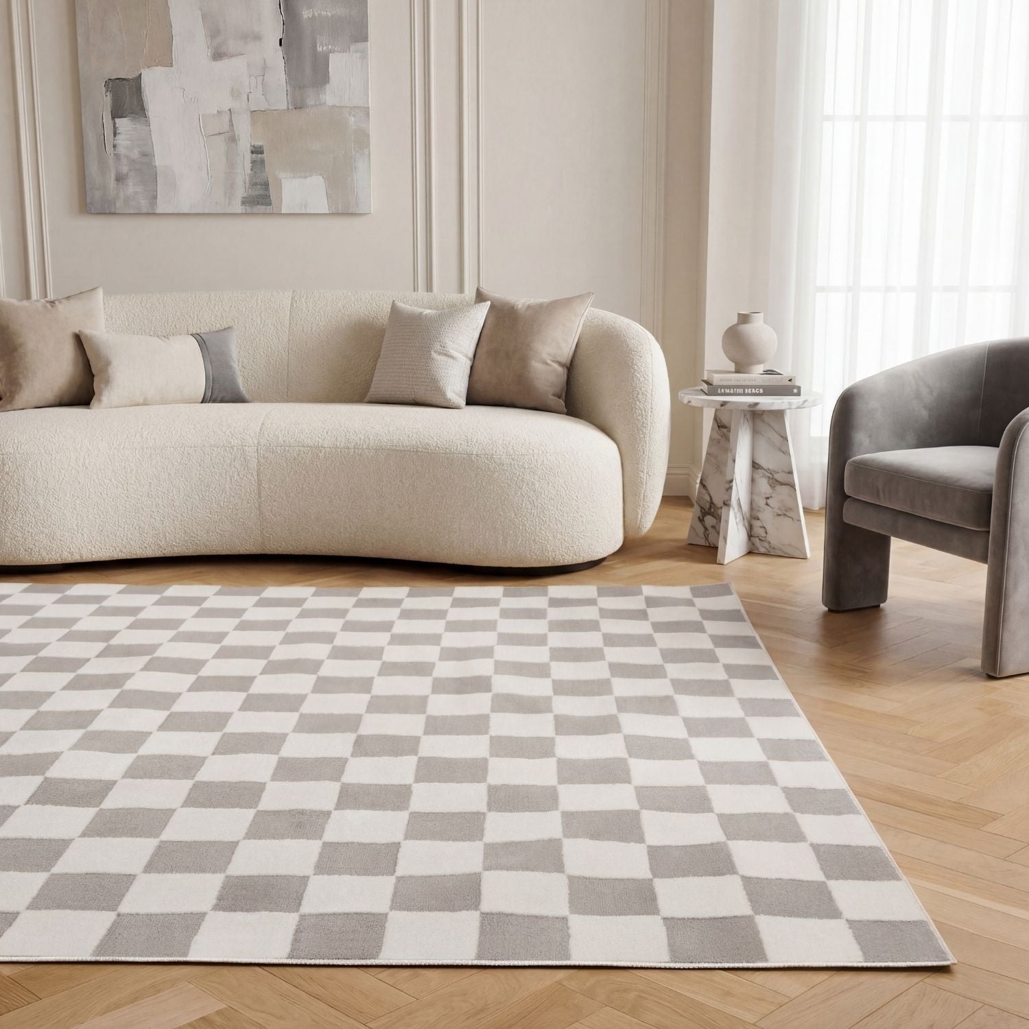 Loft Checkerboard Grey Rug - PN Home
