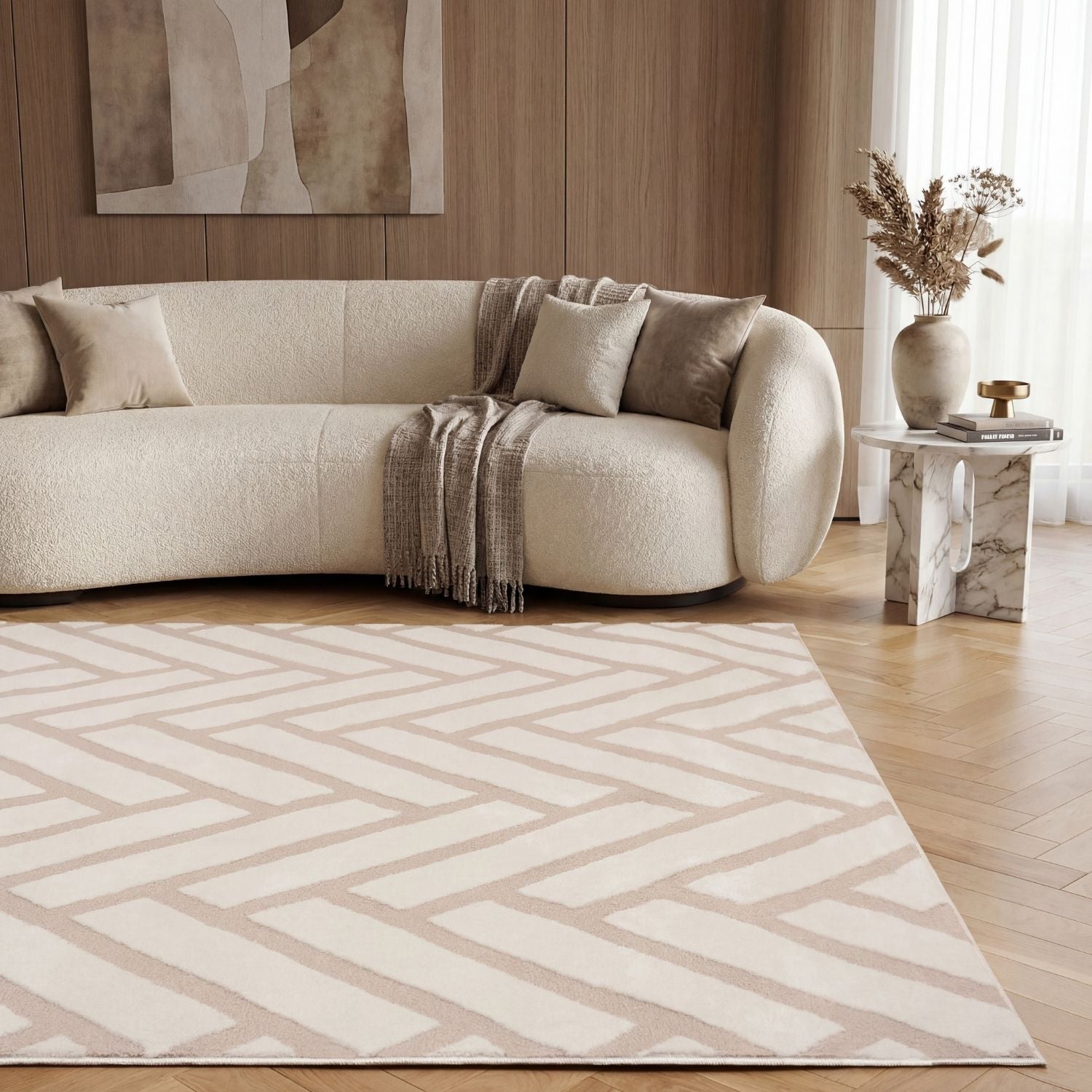 Loft Chevron Beige Rug - PN Home