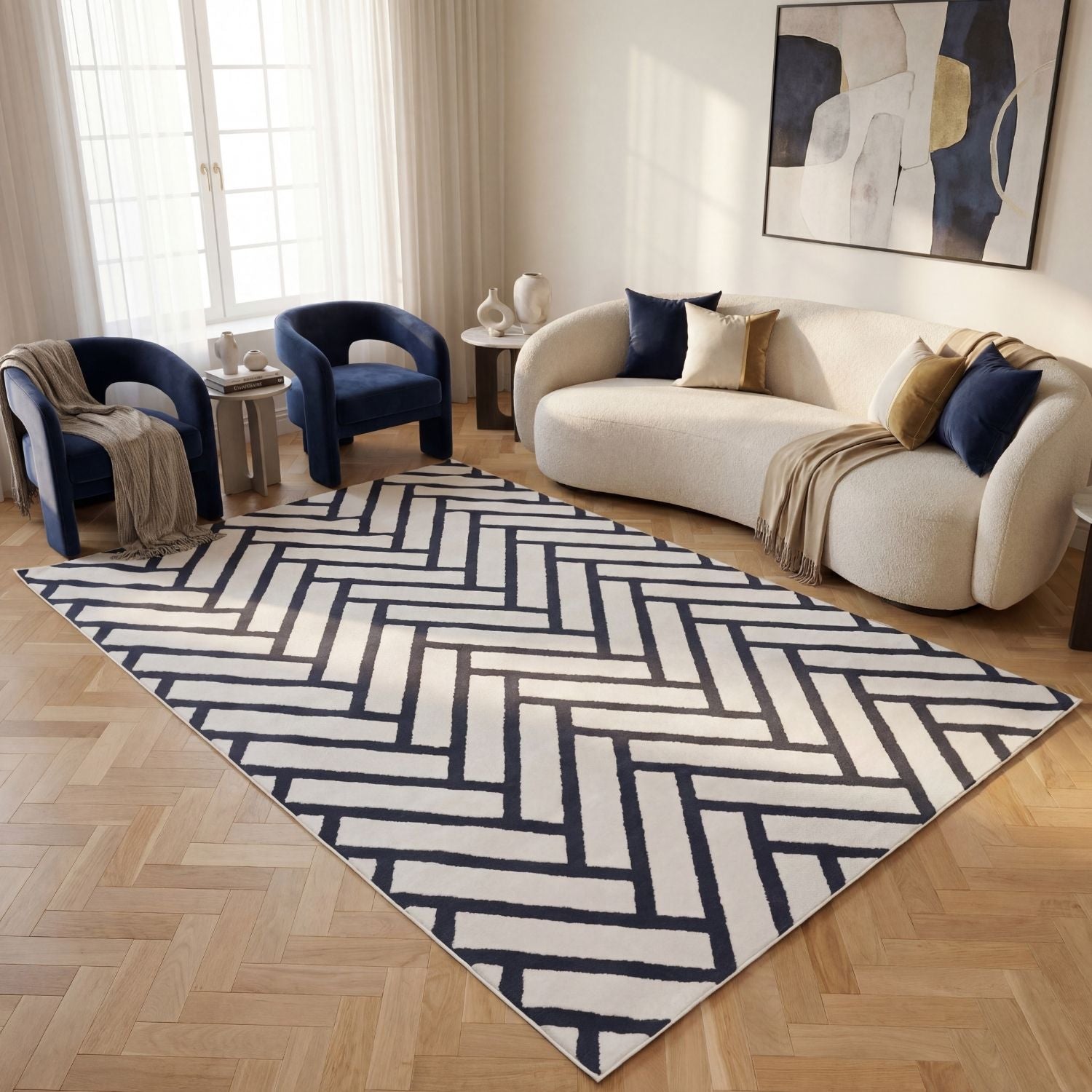 Loft Chevron Blue Rug - PN Home