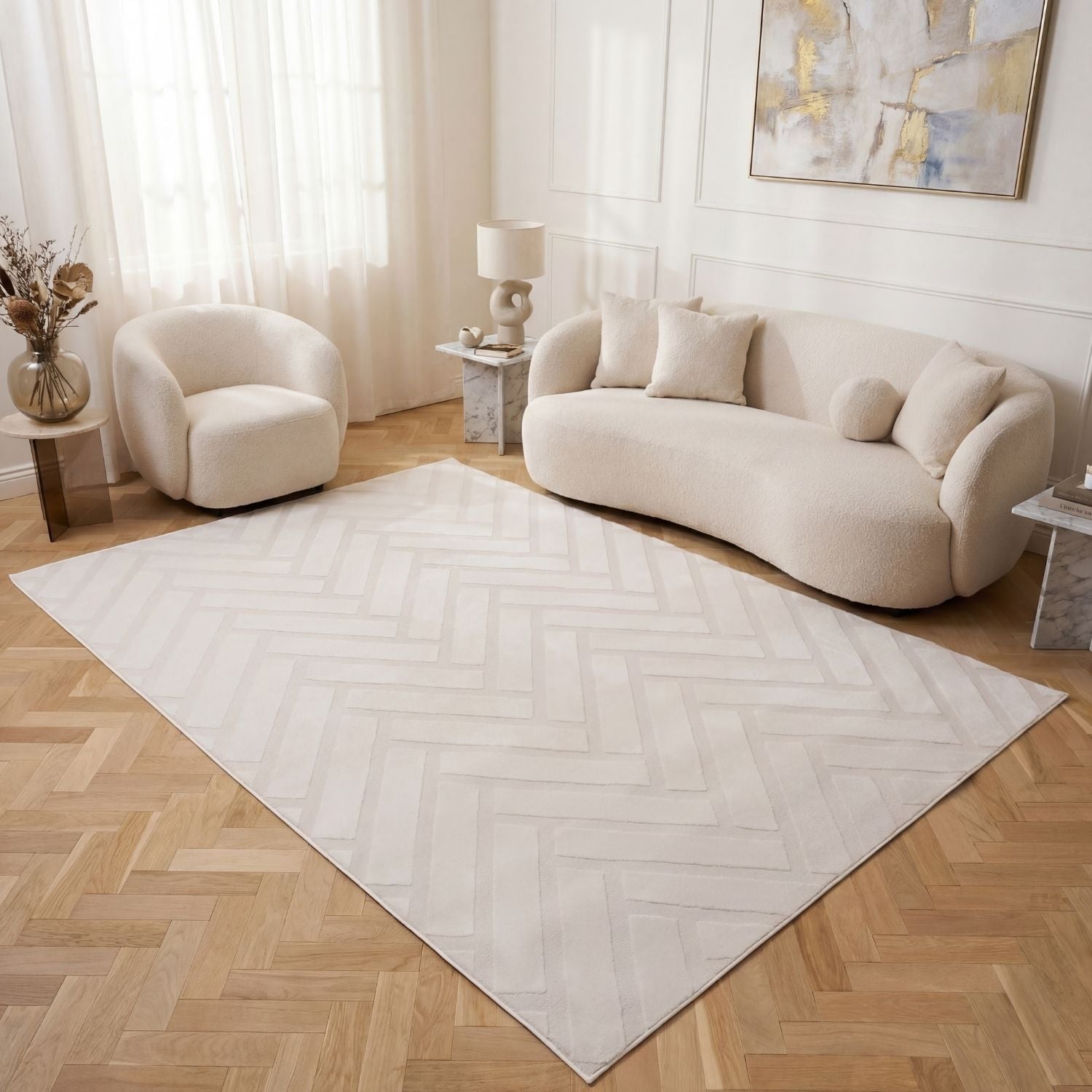 Loft Chevron Cream Rug - PN Home
