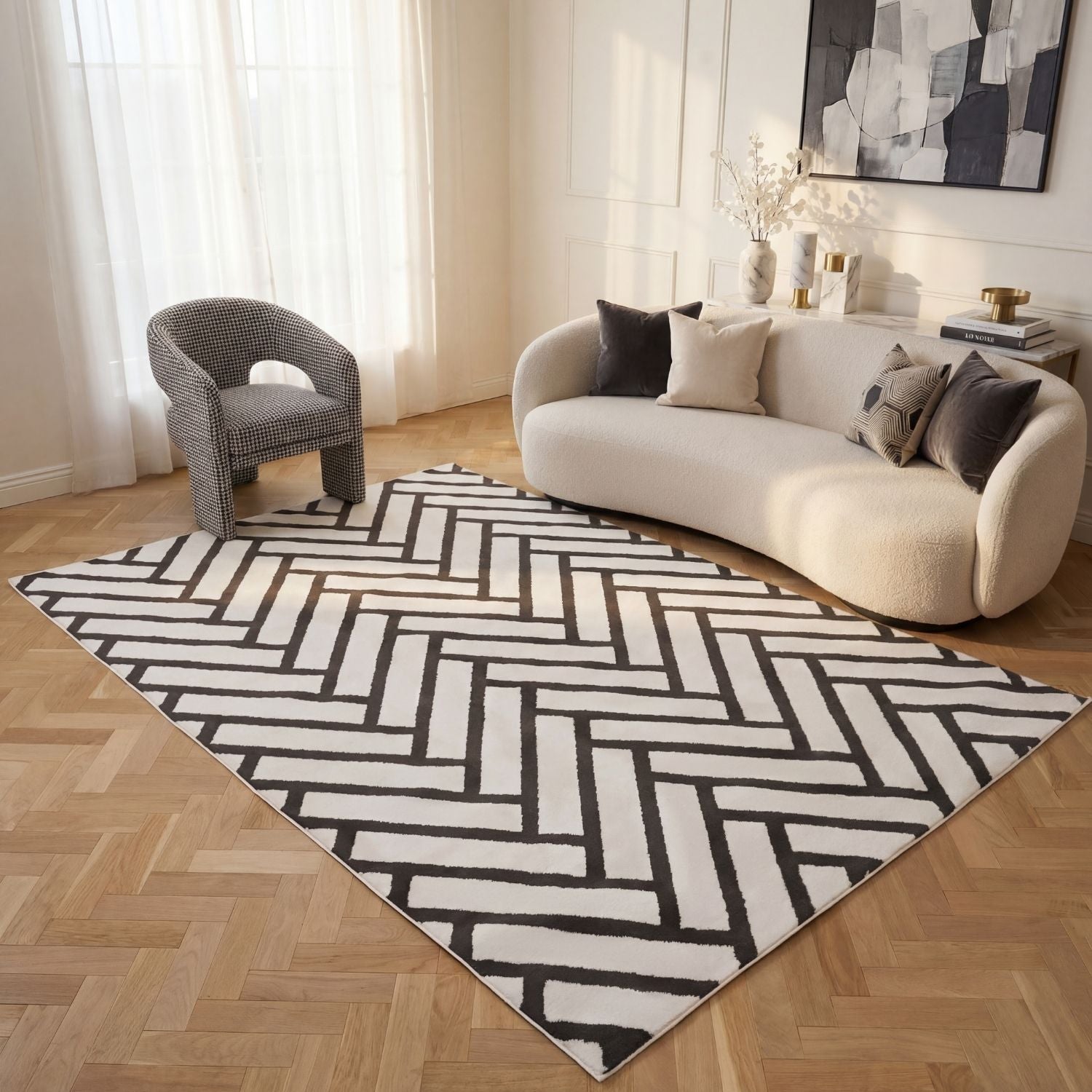 Loft Chevron Dark Grey Rug - PN Home