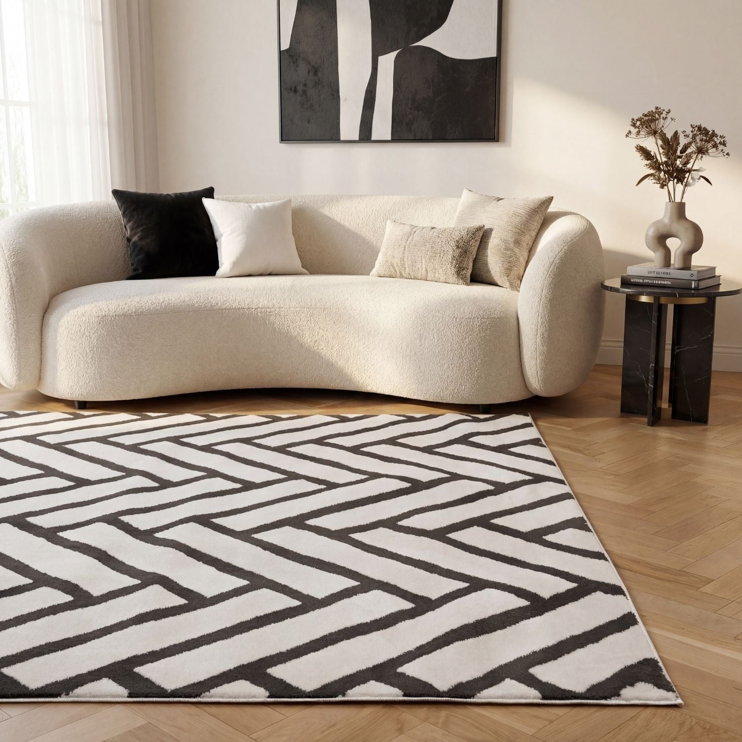 Loft Chevron Dark Grey Rug - PN Home