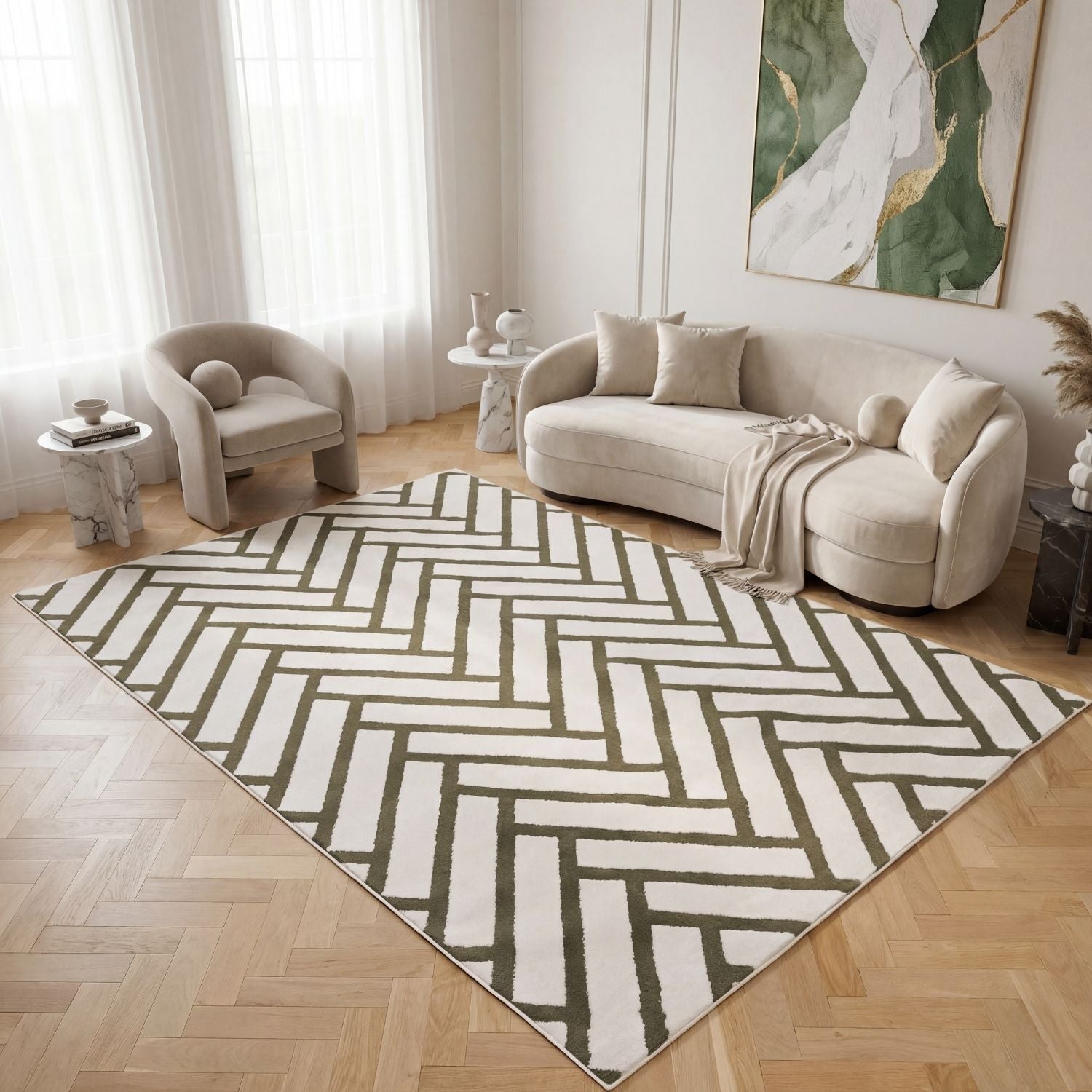 Loft Chevron Green Rug - PN Home