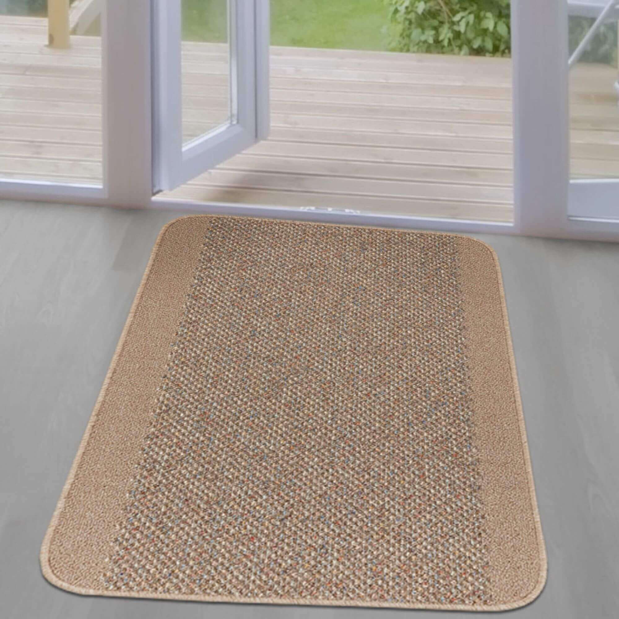 Washable Designer Bordered Beige Rug | 110B - PN Home