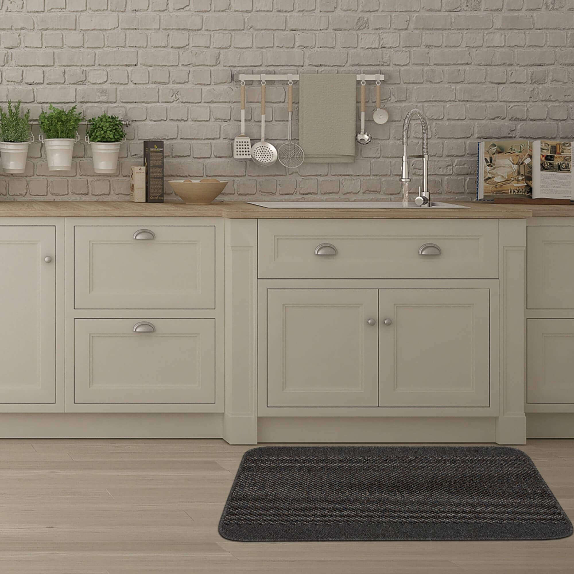 Washable Bordered Dark Grey Rug | 110D - PN Home