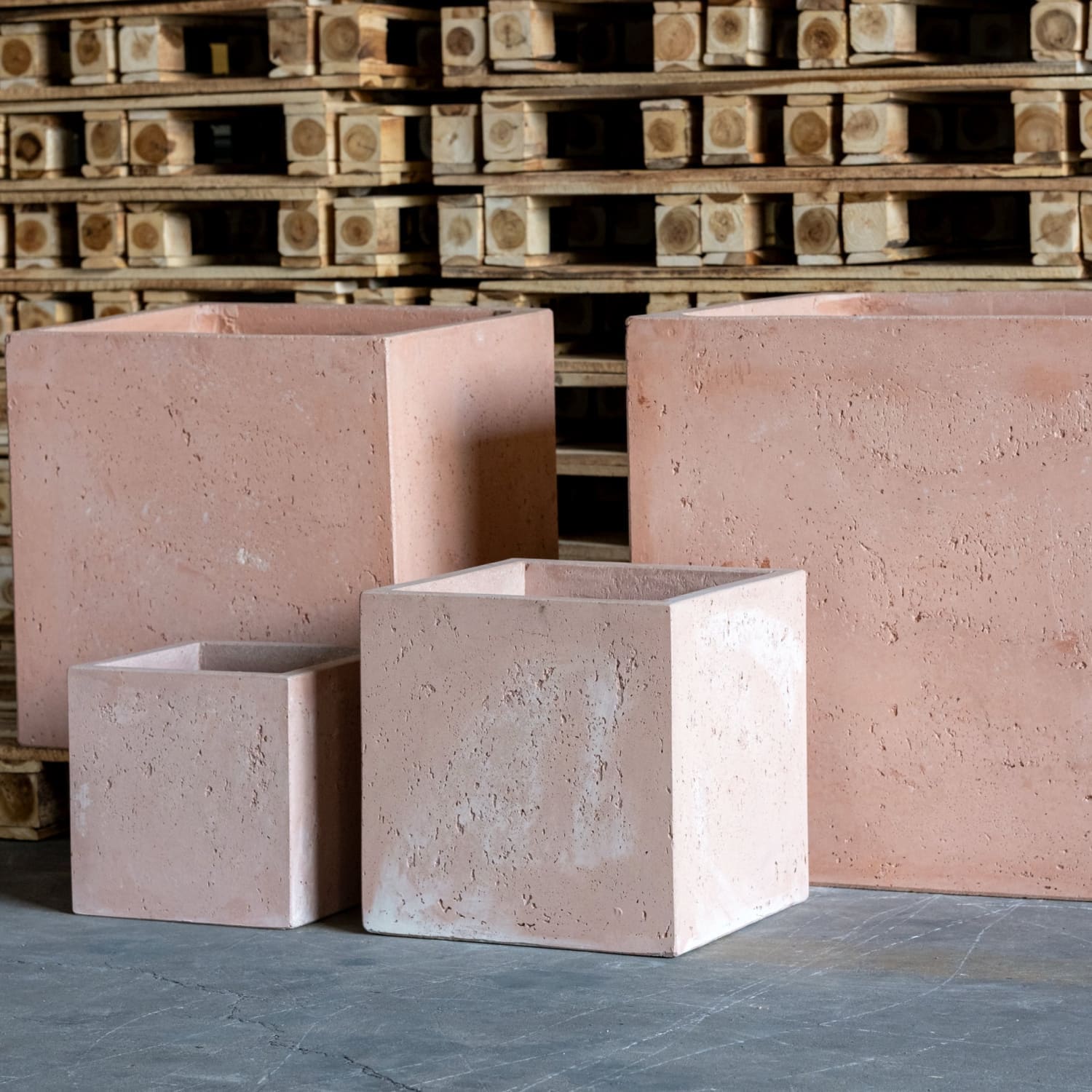 Cubrosa | Blushstone β 40cm Large Square Concrete Planter β 38L Cube Plant Pot