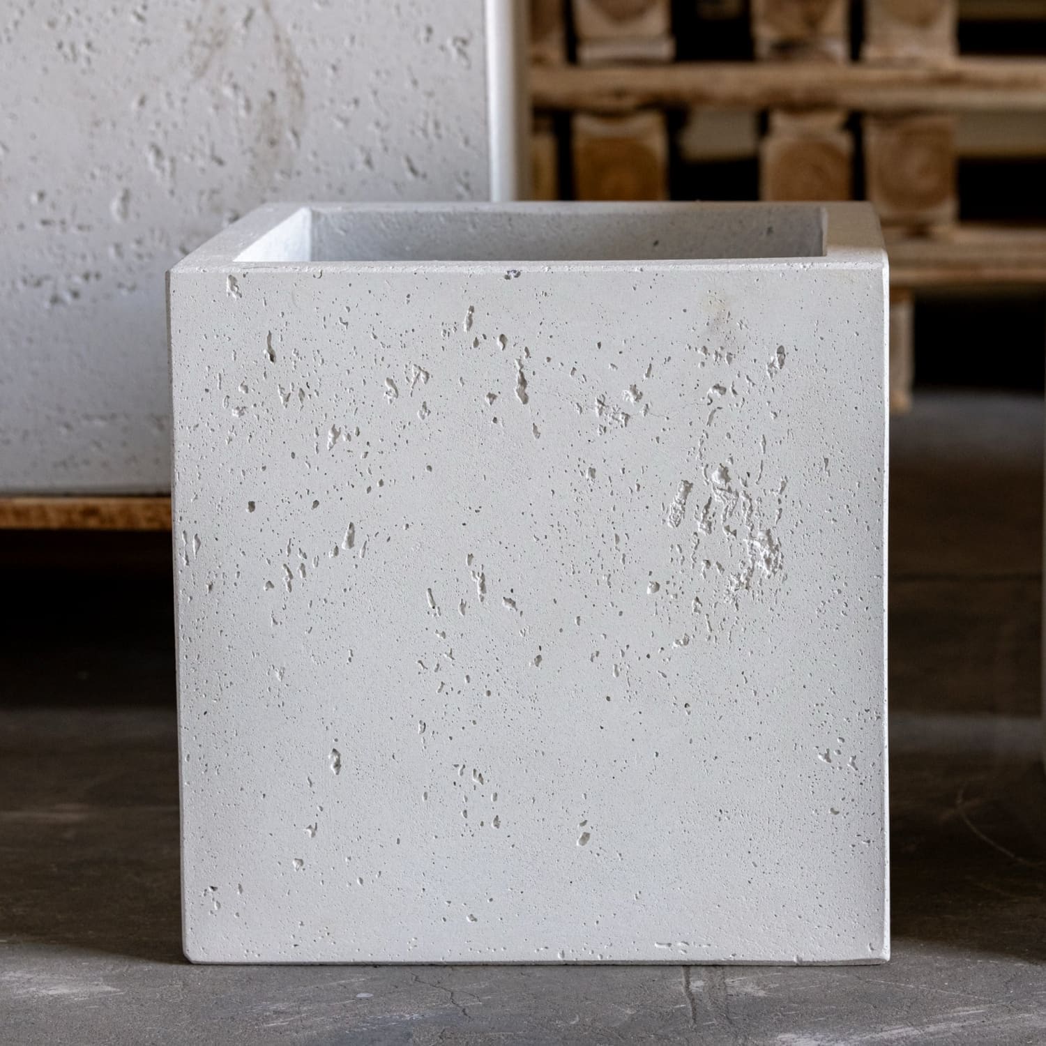 Cubrosa | White Mist β 40cm Medium Square Concrete Planter β 38L Outdoor Indoor Pot
