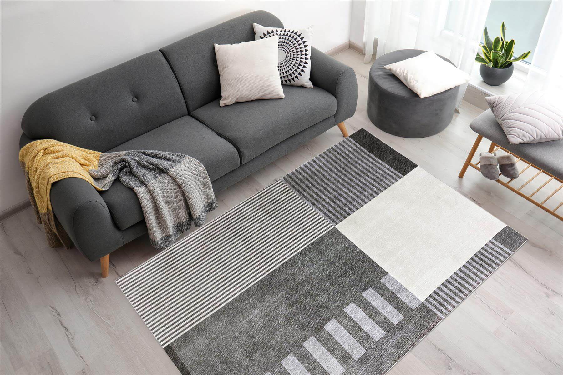 Tokyo Geo Blocks Grey Rug - PN Home