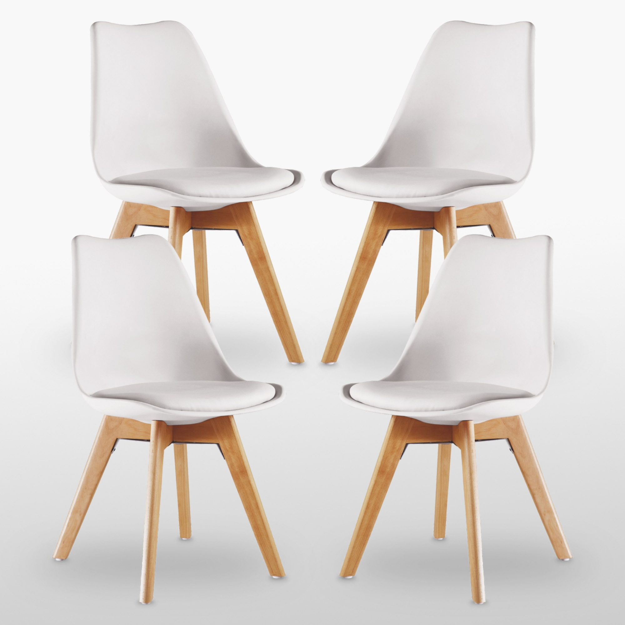 Black Halo Dining Table & Set of 4 Jamie Lorenzo Tulip chairs with Padded Seat - PN Home