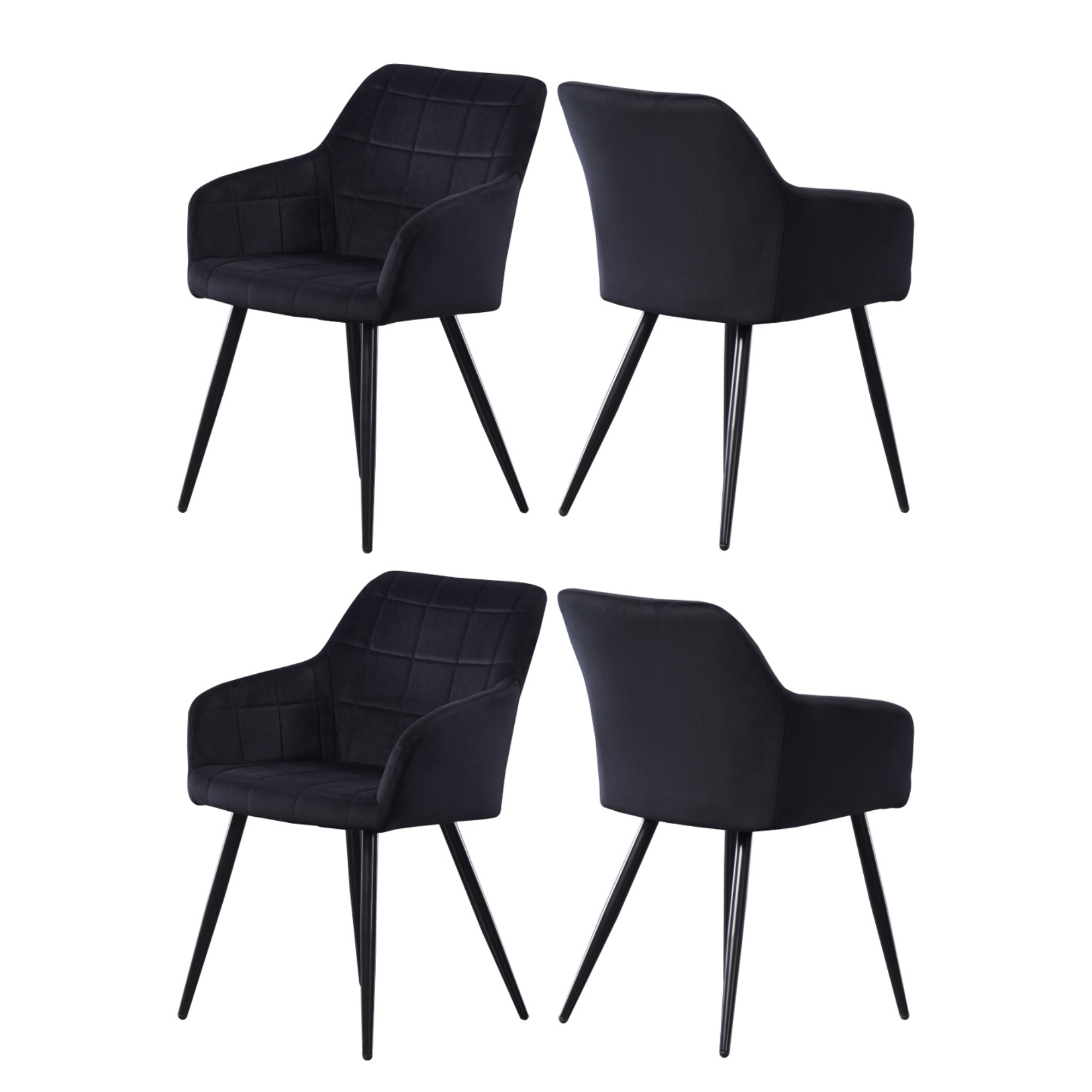Camden Cosmo LUX Dining Set, a Table and Chairs Set of 4, Black/Dark Grey