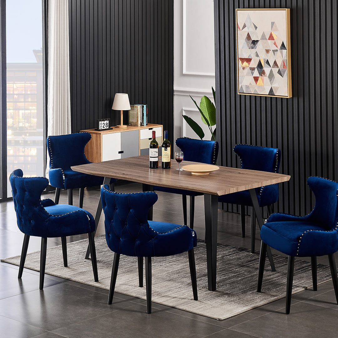 Oxford Rocco LUX Dining Set, a Table and Chairs Set of 6, Walnut