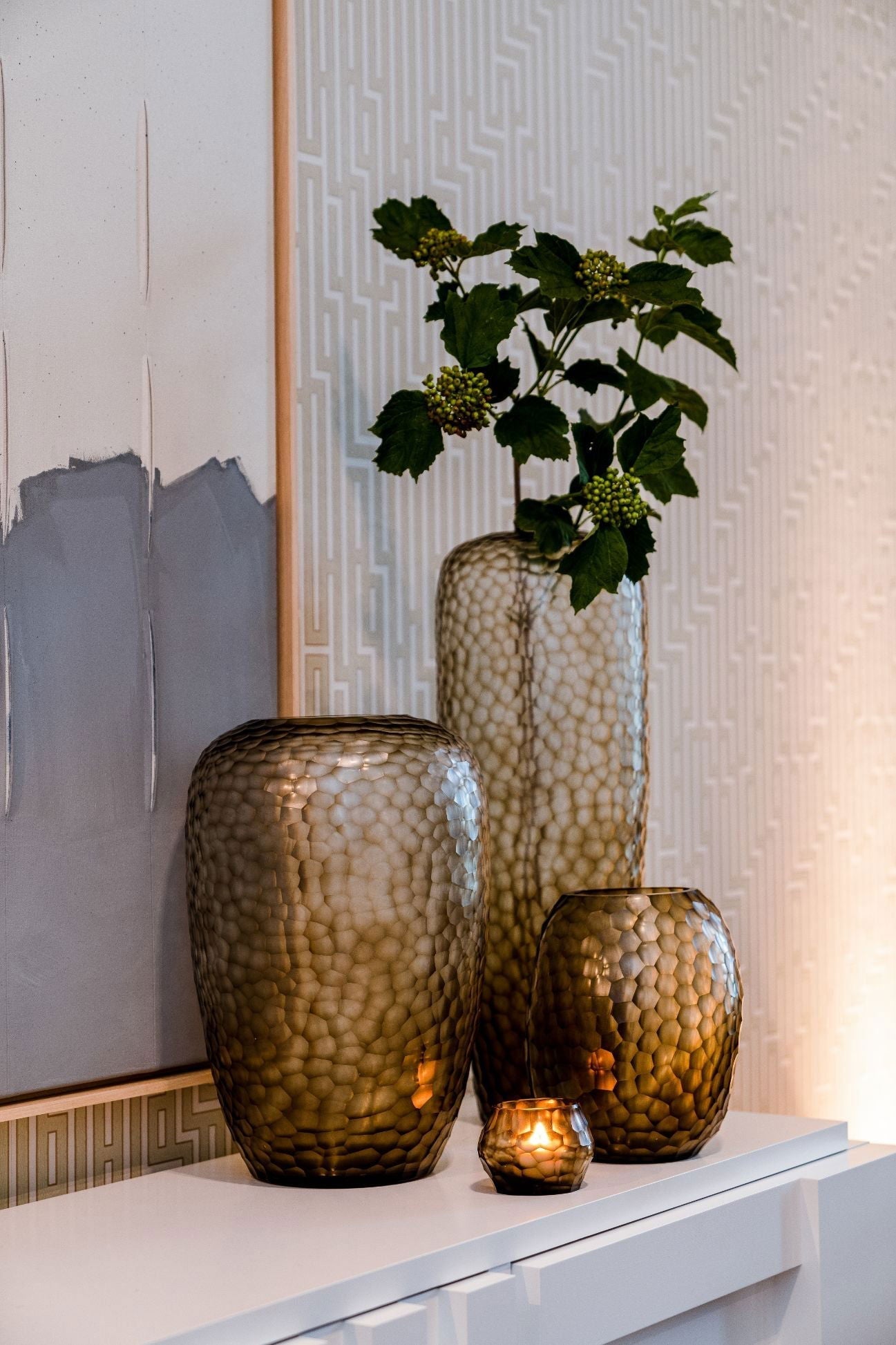 HEMATITE CANDLEHOLDER - H9 D11 cm - STEELGREEN - PN Home