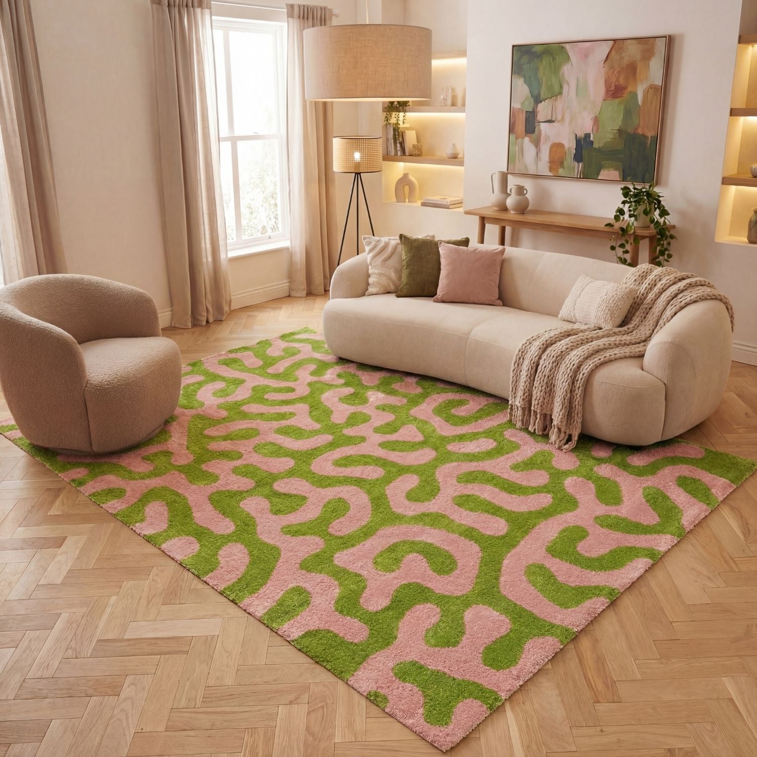 Joli Doodle Green & Pink Rug - PN Home