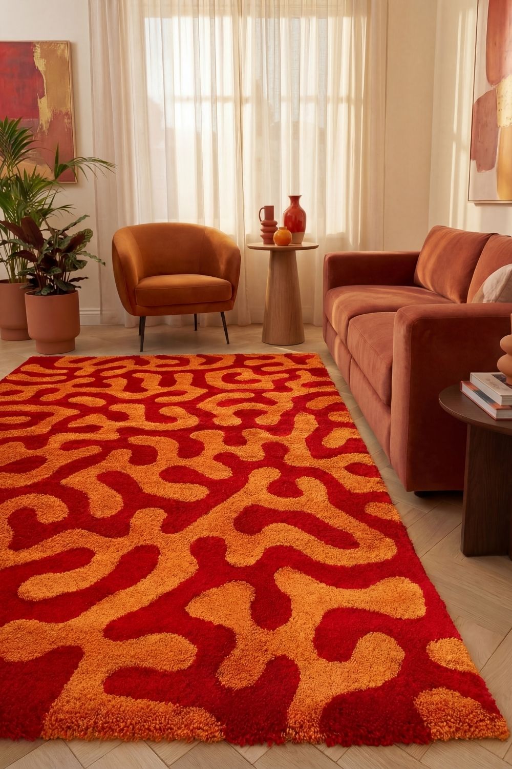 Joli Doodle Red & Orange Rug - PN Home