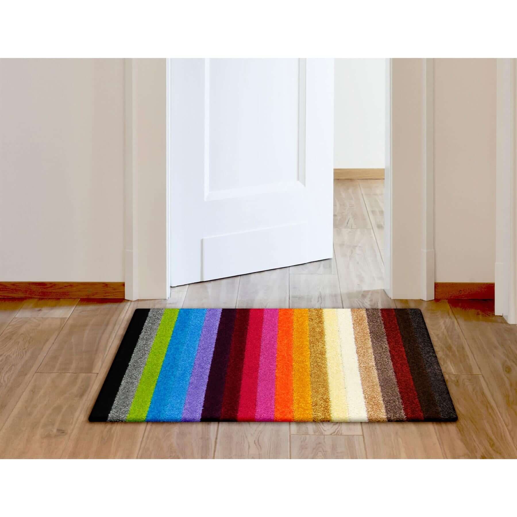 Linea Rainbow Striped Washable Rugs & Runners - PN Home