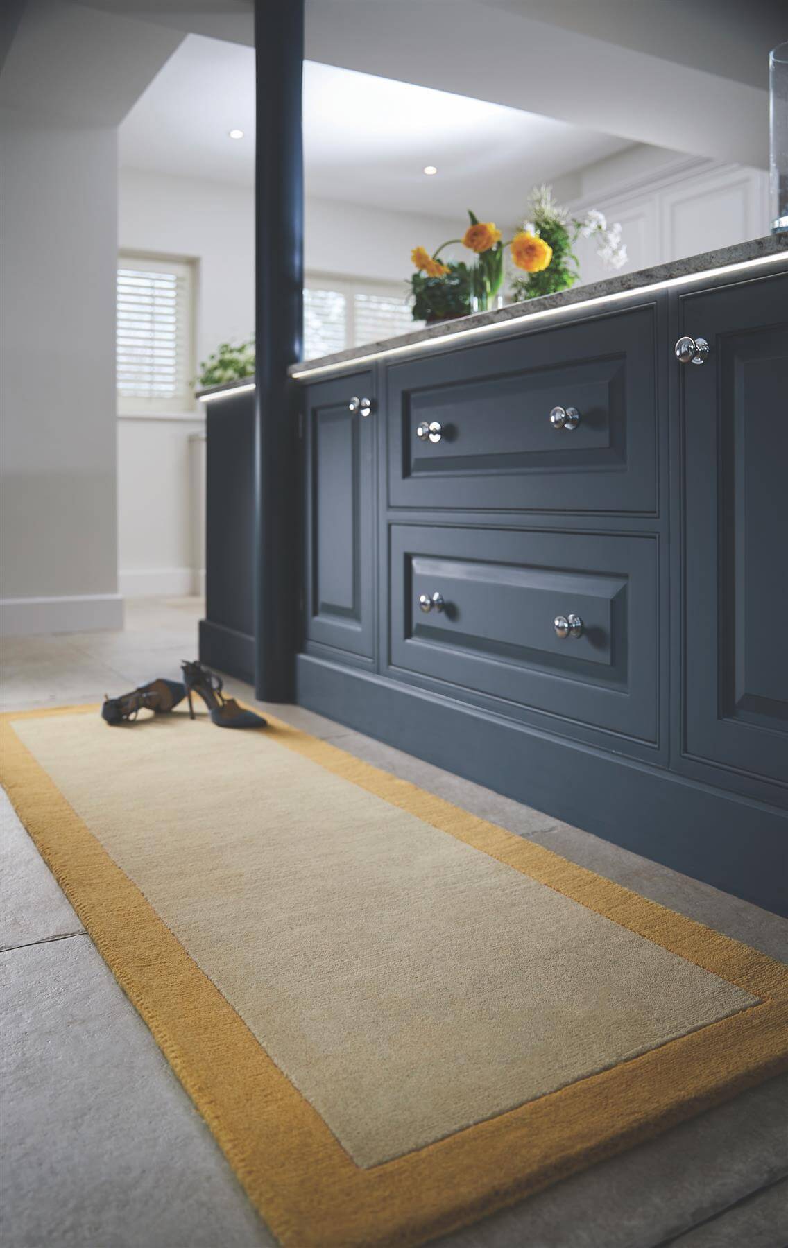 Bordered Yellow Wool Rug - PN Home