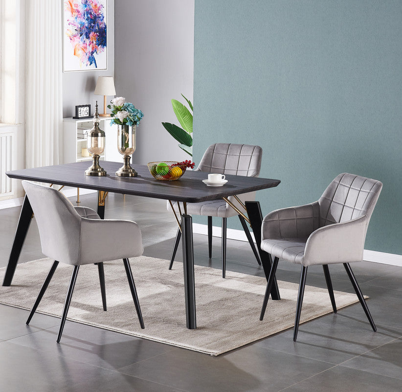 Camden Cosmo LUX Dining Set, a Table and Chairs Set of 4, Black/Dark Grey