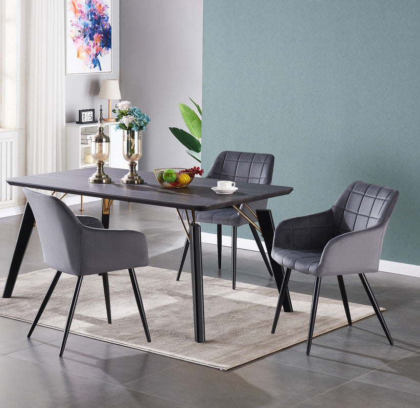 Camden Cosmo LUX Dining Set, a Table and Chairs Set of 4, Black/Dark Grey