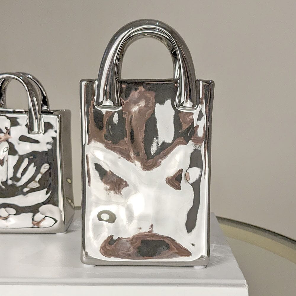 Elise Silver Handbag Decorative Vase