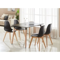 Rico Halo Dining Set with Black Table and 4 Black Chairs