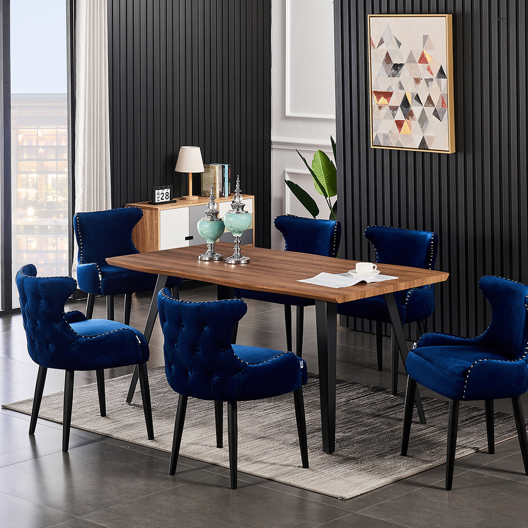 Oxford Rocco LUX 7PCs Dining Set includes an Oak Dining Table and Set of 6 Dining Chairs