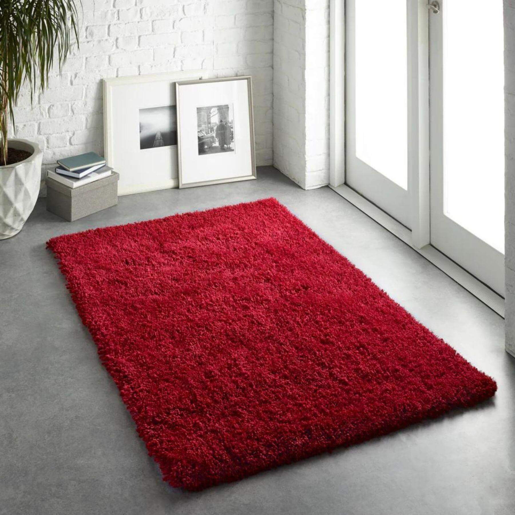 Chicago Red Shaggy Rug - PN Home