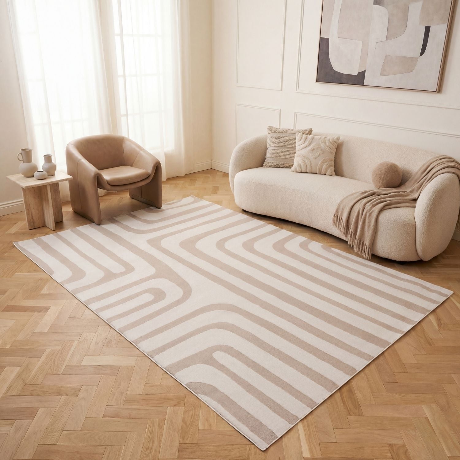 Loft Geometric Beige Rug - PN Home