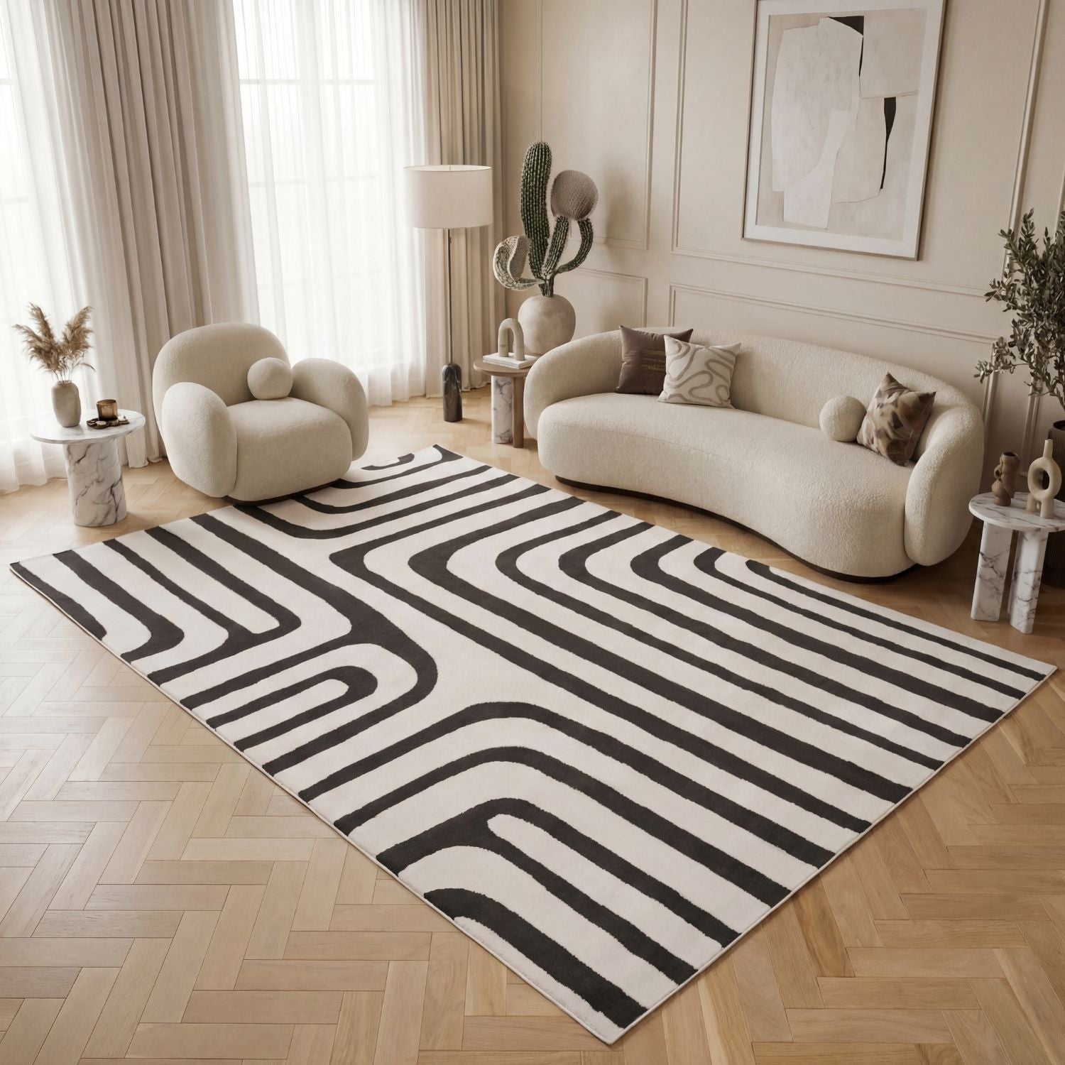 Loft Geometric Dark Grey Rug - PN Home