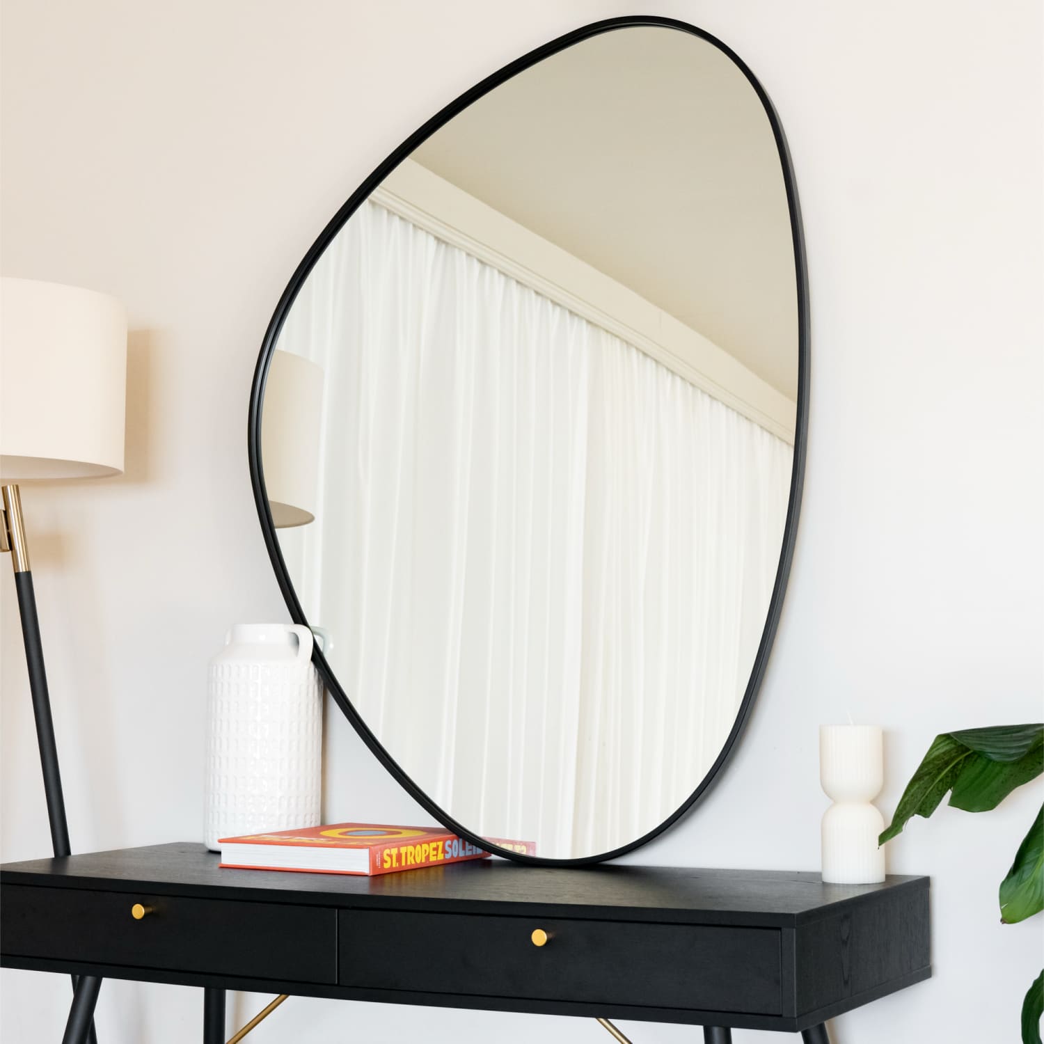 Izumi - Black Metal Irregular Pebble Mirror - 120cm x 90cm